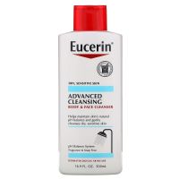 Eucerin, Advanced Cleansing, Body and Face Cleanser, Fragrance Free, 16.9 fl oz (500 ml)