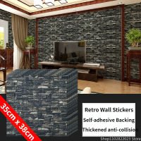 38CM X35cm 3mm Self-adhesive Waterproof 3D Tile Wall Sticker Wallpaper XPE Foam Wallpaper Living Room DIY Background Decorations ！