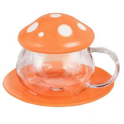 Coffee Mug with Ceramic Cup Holder Reheatable Milk Cup Afternoon Flower Tea Cup with Glass Filter D