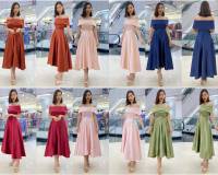 (S-2XL) ชุดราตรี Off shoulder midi dress ?  เดรสยาว5ส่วน หน้าสั้นหลังยาวนิดๆ เปิดบ่าพับอก รุ่นนี้พรางสะโพก พรางต้นแขน  ซิปหลังยาวใส่ง่ายค่ะ