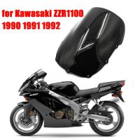 [E1v7] กระจกรถจักรยานยนต์สำหรับ Kawasaki ZZR 1100 ZZR1100 ZZR-1100 1990 1991 1992สีดำอะไหล่ซ่อมกระจกบังลมพลาสติก