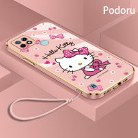 เคส OPPO Realme C21ชุบทองเรียบง่ายสุดหรูเคสโทรศัพท์ Hello Kitty เคสซิลิโคน TPU นิ่ม