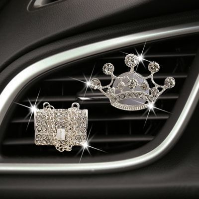 【DT】  hotCrystal Diamond Crown Car Accessories for Girls Rhinestone Bag Crystal High Heels Car Freshener Perfume Diffuser Birthday Gift