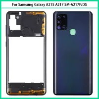 กรอบกลางปลอกหุ้มเต็มสำหรับ Samsung Galaxy A21S A217 SM-A217F/DS ฝาหลังฝาแบตเตอรี่ด้านหลังเคสประตูเปลี่ยนเลนส์กล้องถ่ายรูป