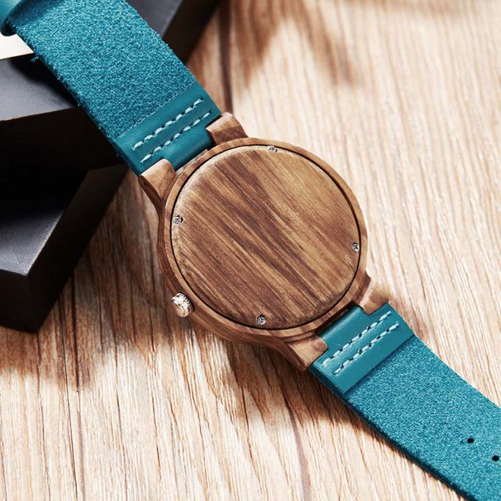 วันวาเลนไทน์แฟชั่นหนังนาฬิกาไม้ไผ่ธรรมชาติ100-นาฬิกาข้อมือควอตซ์ไม้หรูรอยัลบลูของขวัญที่ดีที่สุด2020ใหม่