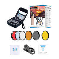 APEXEL camera Lens Kit 0.45x wide+52mm UV Full Blue Red Color Filter+CPL ND32+Star Filters for Nikon Canon EOS iPhone all phones