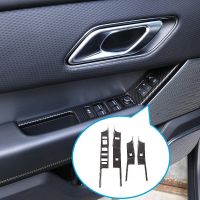 4Pcs Carbon Fiber ABS Chrome For Land Rover Range Rover VELAR 2017 2018 Window Lift Button Frame Cover Trim Kit Car Essories