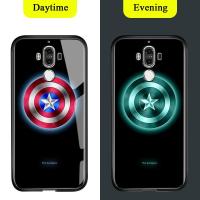 Luminous Marvel Avengers Tempered Glass Back Case For Huawei Mate 9 Mate 9 Pro Case Luxury Fashion Shockproof TPU Protective Night Shine Casing Cover