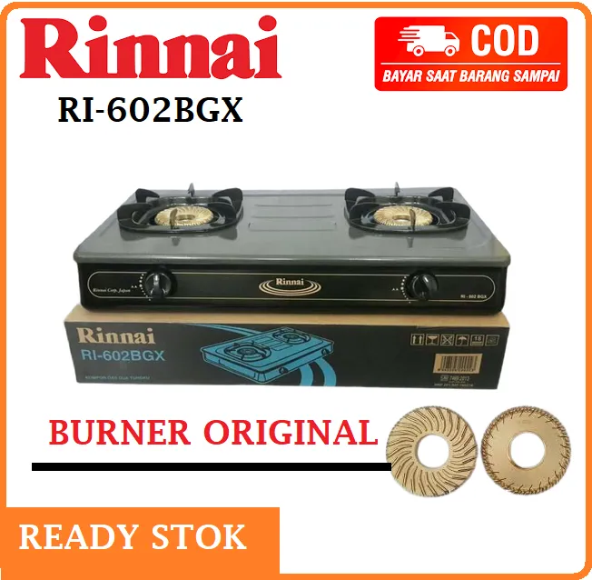Kompor Gas RINNAI Kompor Gas 2 Tungku RI-602BGX Api Tornado Burner Original  | Lazada Indonesia