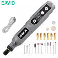 [พร้อมสต็อก] SAVIO เครื่องบดเครื่องมือไร้สายสว่าน,3.7V ไฟฟ้าไร้สายสว่านไฟฟ้าเครื่องบด15000รอบต่อนาทีชุดสว่านไฟฟ้าชุดเครื่องมือ LED Work Light, 5ความเร็ว USB สายชาร์จสำหรับที่ขัดเงาทำความสะอดและแกะสลัก