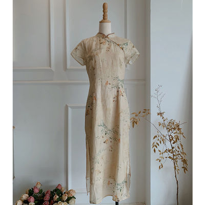 9591 Zen Niche Design ปรับปรุงชุด Cheongsam ใหม่สไตล์จีนผู้หญิงคลาสสิกพิมพ์ Dress