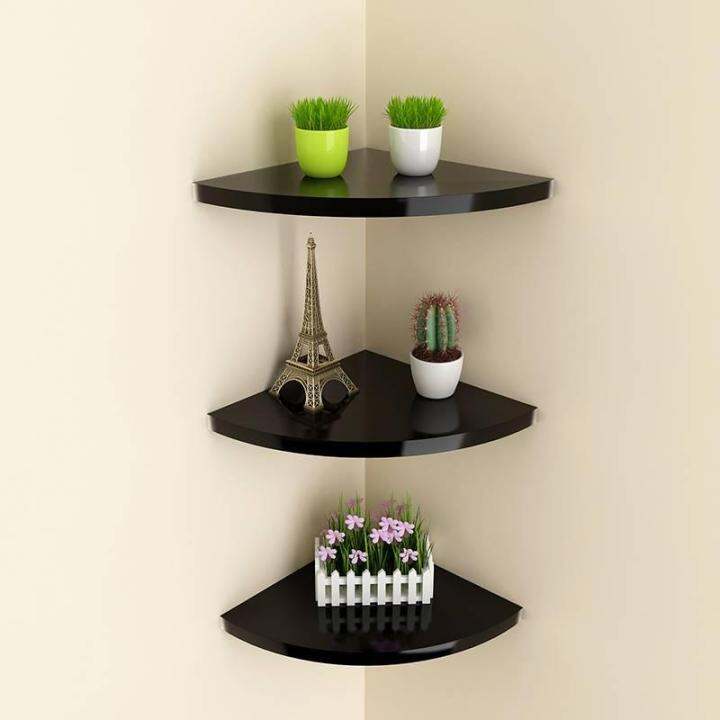 3pcs/set Corner Shelf Floating Radial Wall Shelves Mount Storage Rack