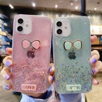 เคสโทรศัพท์แฟชันกากเพชรส่องแสงเป็นประกายวิบวับเคสโปร่งใสรูปโบว์ผีเสื้อสำหรับ Samsung Galaxy A22 4G 5G S21 A82 FE S30 F62พิเศษ A02