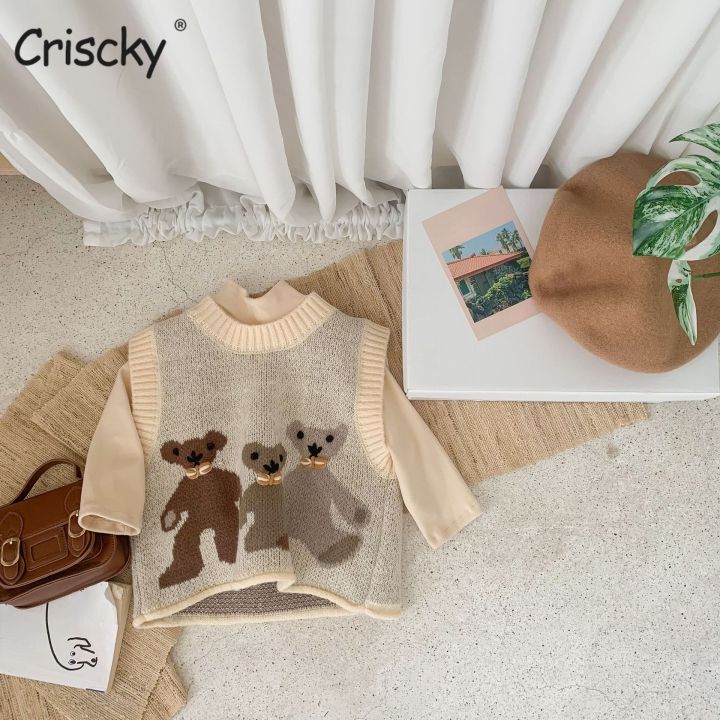 good-baby-store-criscky-2022-new-baby-kids-fashion-college-style-warm-cartoon-tops-waistcoat-children-39-s-knitted-sweater-vest-for-boys-girls