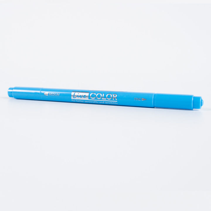 monami-live-color-22-sky-blue-ปากกาสีน้ำ-ชนิด-2-หัว-สีฟ้า-ของแท้