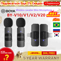 BOYA BY-V BY-20 BY-V10ไร้สายจักรยานมินิไมโครโฟนสำหรับ Android ถ่ายทอดสดการเล่นเกมบันทึกสัมภาษณ์ Vlog