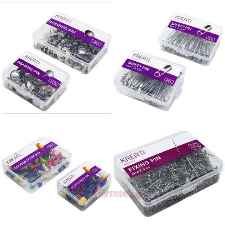 Kreati PUSH PIN / SAFETY PIN / THUMB TACK PIN Lazada