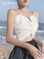 [Cos imitation] Kawaii Tube Ladies Crop Top โบว์เกาหลีหรูหราเซ็กซี่ผูกปมสั้นถักสลิงสีทึบ Backless Top Cos imitation Girl Street 2022