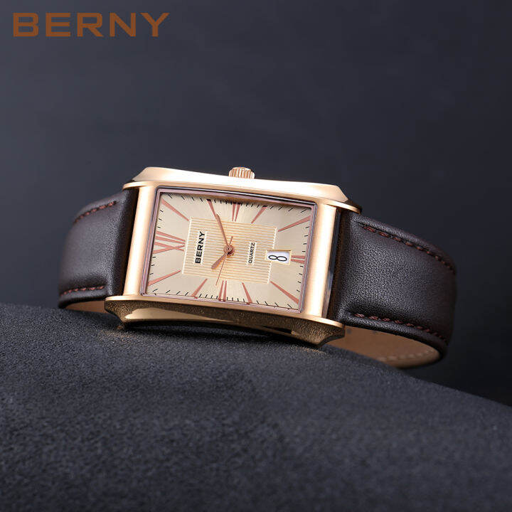 berny-ผู้ชายควอตซ์เคลื่อนไหวสี่เหลี่ยม-seiko-vj42-3atm-กันน้ำชายนาฬิกาด้านบนสายหนังแท้แฟชั่นนาฬิกาข้อมือ