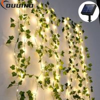 10m Solar Ivy String Lights LED Outdoor Artificial Vine Christmas Garland Fairy String Plant Lamp Maple Leaf Green Rattan String