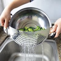 Pot Strainer Pot Side Pan Drainer Leakproof Vegetable Rice Wash Water Filter Basket Baffle Drainer Draining Tool Home Kitchen Mesh Covers