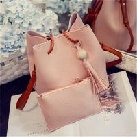 2Pcs women PU Leather Messenger Bag girl handbag shoulder bag