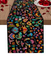 【CC】 Day of The Dead Table Dining Tablecover Placemat Tablecloth Decoration