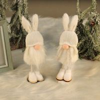 【CW】 2023 New Year Christmas Angel Girl Doll Ornaments Cute Bunny Ears Standing Faceless Doll Christmas Decorations for Home Navidad