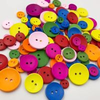 50Pcs 2 Holes Mixed Size Wood Buttons For Craft Round Sewing Buttons Scrapbook DIY Home Decoration Accessories WB533 Haberdashery