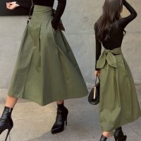 【CC】۞☌  Shintimes Skirts Womens 2022 Korean Fashion Color Big Skirt Waist Bow