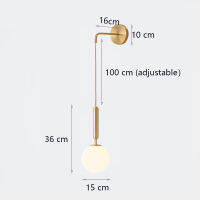 Modern Hanging Interior Wall Lamp Gold Black With 15cm Glass Lampshade Reading Led Lights Decoration for Bedroom Stairscase