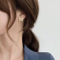 [COD] Korean bowknot earrings womens niche design high-end 2022 new trendy temperament Internet celebrity fashion