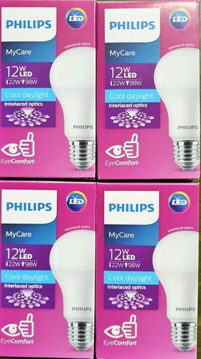 หลอดไฟ-led-philips-ขั้วe27-12w-cool-daylight-แสงขาว-รุ่น-mycare-แพ็ค-4-ดวงต่อ1ชุด