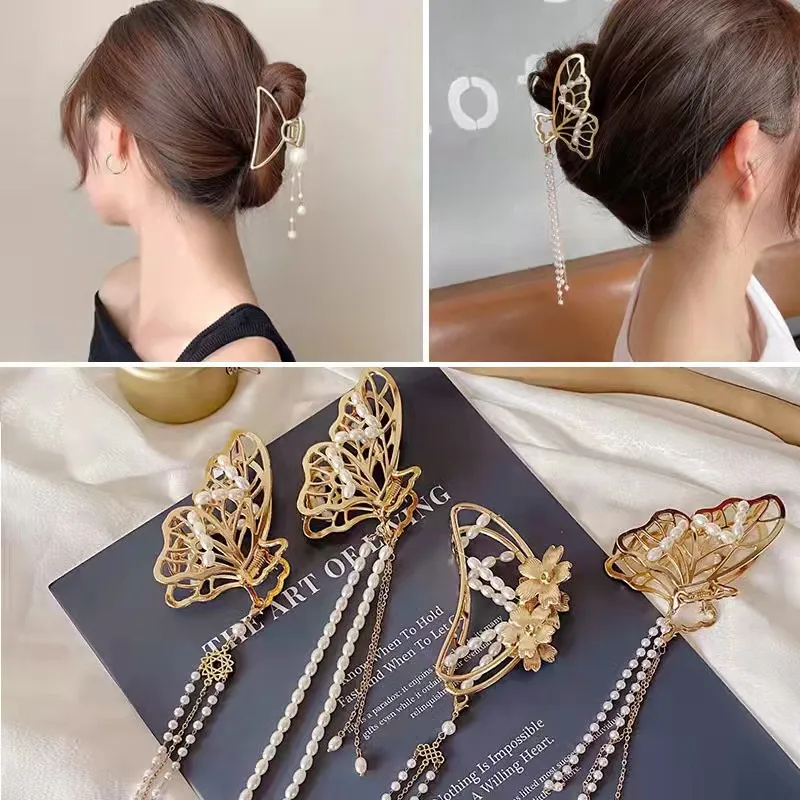 Sell like hot cakes Tassel Butterfly Hair Clip With Pendant Metal Hair Claw  Fashion Korean Hair Clamp Hair Accessories | Lazada PH