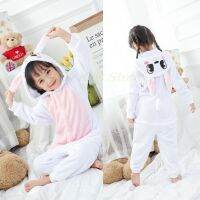 แฟชั่นน่ารักการ์ตูนกระต่าย Kigurumi Homewear สำหรับเด็กผู้หญิงเด็กชุดนอนเด็กวัยหัดเดิน Unicorn Hooded เสื้อผ้าเด็ก Soft Flannel Pjs