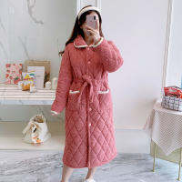 Fsyew74wgyi Nightgown ผู้หญิงฤดูใบไม้ร่วงและฤดูหนาวหนาและยาวสุภาพสตรี Coral Fleece Quilted ฤดูหนาว Warm Flannel สุภาพสตรีเสื้อคลุมอาบน้ำ