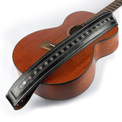 ‘【；】 YUEKO Cowhide Leather Guitar Strap High Quality Soft Wide Thick Strap For Acoustic Electric Guitar Bass Strap Inlaid With Metal