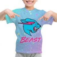 ใหม่ MR Wolf BEAST Lightning Cat 3D เสื้อยืดเด็กหญิงฤดูร้อนแขนสั้น TShirt เสื้อผ้าเด็ก TEE Tops เด็ก O-คอเสื้อยืด