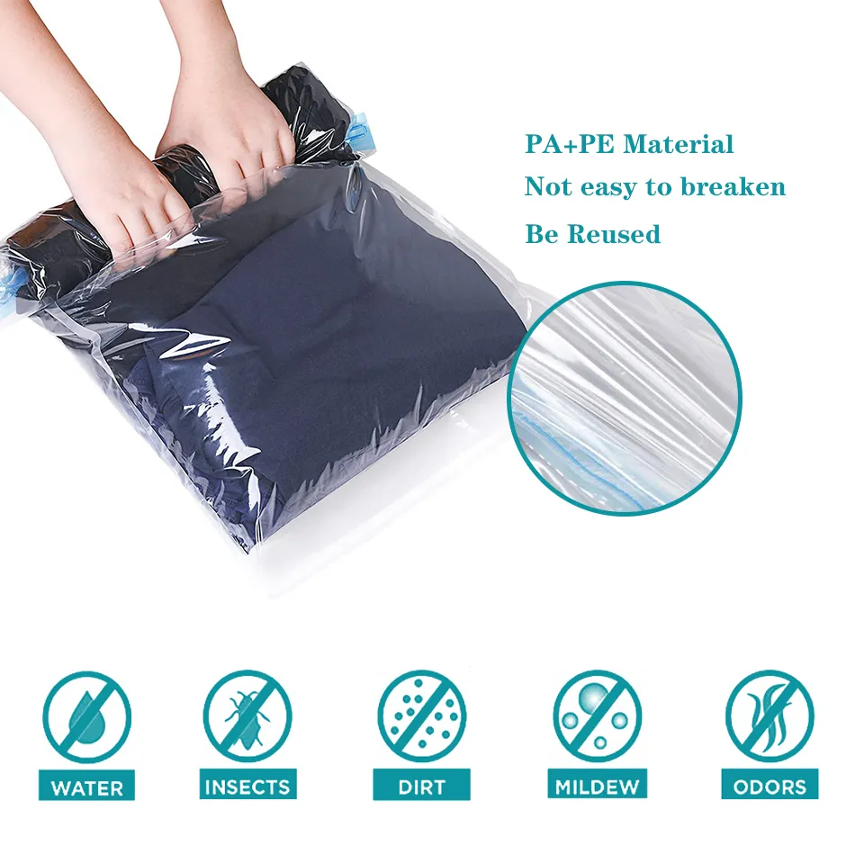 Small 35*50cm Hand-rolled Vacuum Compression Bag, For Travel Space Saver  Bags, Reusable Roll-Up Compression Bag, Clothes Storage, Travel Essentials