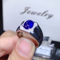 Natural sapphire ring mens 925 sterling silver color beautiful and exquisite