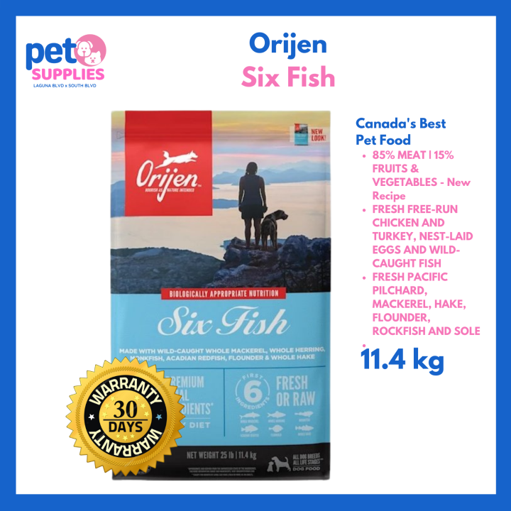 ORIJEN SIX FISH DOG FOOD 11.4 kg AUTHORIZED DEALER WITH WARRANTY