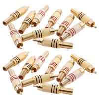 20Pcs Gold Tone Male RCA Plug Audio Connector Metal Spring Adapter