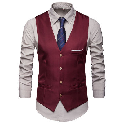 Onesunnys 🖤🤎เสื้อสูทเจน Suit vest เสื้อสูท เสื้อเบลเซอร์แขนกุดคอวี เสื้อกั๊กสูททักซิโด้ แฟชั่นสำหรับผู้ชาย เสื้อกั๊กผู้ชาย M-3XL~~