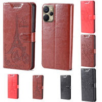 Vpcmis Tree Tower Embossment Design Wallet Case For Realme 9i 5G Leather Card Slot Flip Phone Casing