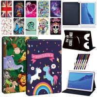 Tablet Case for Huawei MediaPad T5 10 10.1"/MediaPad T3 8"/MediaPad T3 10 9.6" Anti-Drop Leather Bracket Protective Cover+Stylus