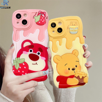 เคส Rixuan Redmi Note 11 Pro Note 11S Redmi 10 10C 10A 9C Redmi 9A 9T 9 Note 8 10S Note 10S Note 10 5G Note 9 Poco M5S X3 NFC Poco M3โปรการ์ตูนสตรอเบอร์รี่น่ารักช้อนส้อมมีดหมีพูห์หมีวินนี่ขอบลอนเคสคู่นุ่ม