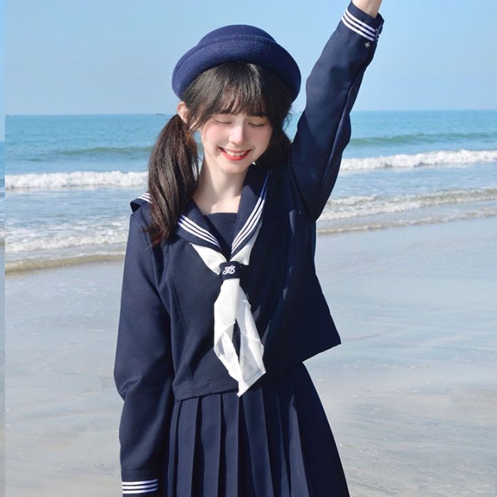 Navy Sailor Outfit Japanese Style School Uniform Skirt Girls JK ...