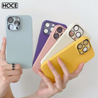 HOCE Fashion เคสโทรศัพท์เคลือบสีทึบบางเฉียบสำหรับ iPhone 14 Plus 12 13 14 Pro Max เคสกระจกป้องกันเลนส์กล้องเต็มฝาครอบ PC แข็ง