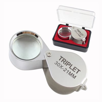 20pcs Portable Folding Diamond Jeweler Eye Loupe lupa Jewelry Loupe Loop 30X Illuminated Magnifier Magnifying