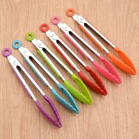 Stainless Steel Kitchen Tongs Silicone Handle BBQ Tong Non Slip Food Tong Utensil Cooking Clip Clamp Salad Serving Baking Tool
